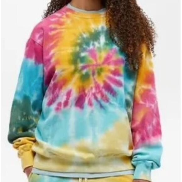 La Detresse Revolve Womens Tropical Pullover Tie Dye Fleece Sweatshirt Medium M - Picture 2 of 11